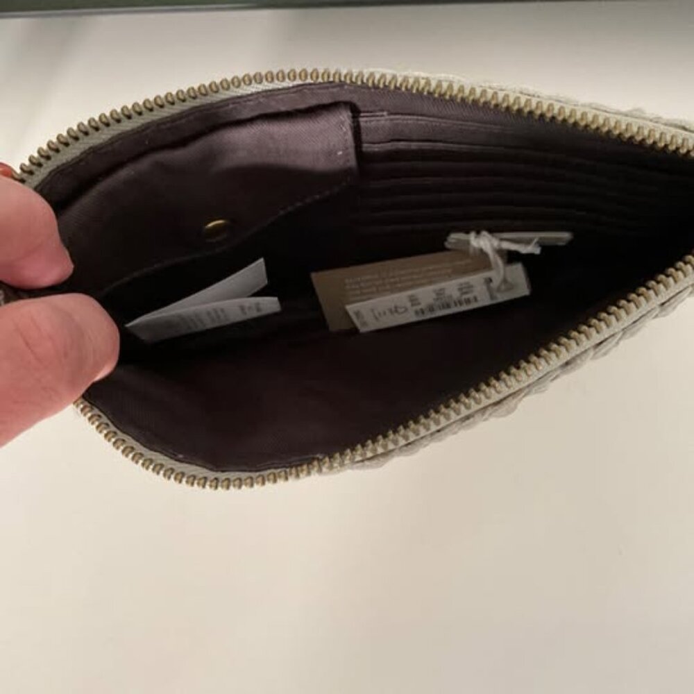 NWT Madewell Woven Leather Wallet/Clutch - Ashen Sage - Picture 3 of 3